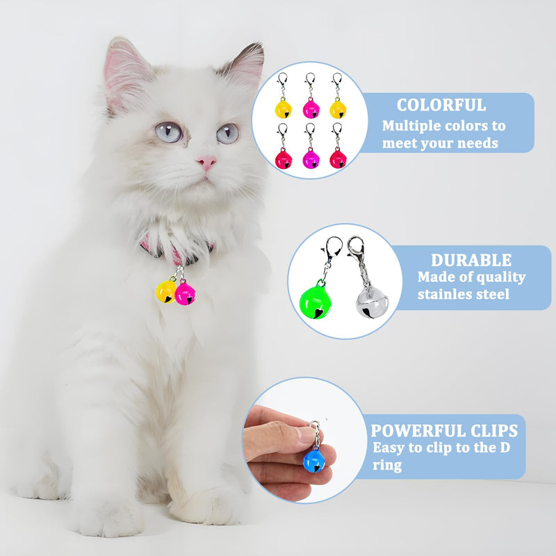 Cat Collar Bell, 40 PCS Bell for Cat Collar with Loud Crisp Sound with Clasps Stainless Prevent Lost Steel Training for Pet Pendant Accessories(Colourful) - PawsPlanet Australia