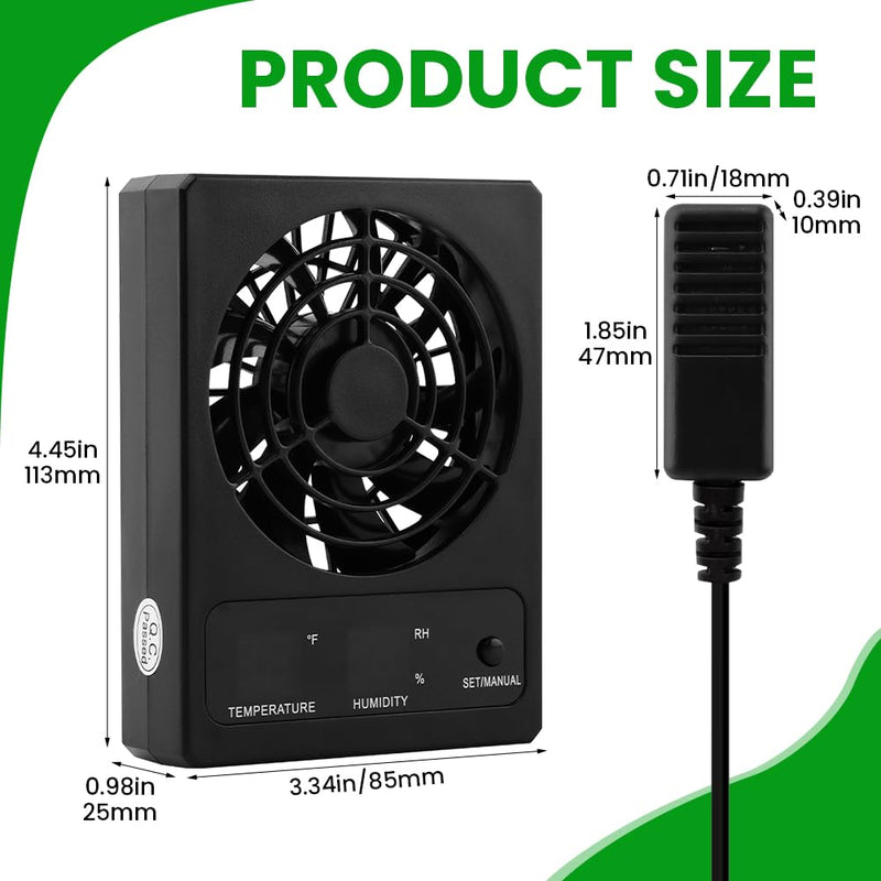 Reptile Ventilation Fan, LED Digital Thermometer and Humidity Gauge Dehumidifier for Pet Rearing Box Reptile Tank, with Humidity Sensor, for Humid Environments, Rainfo-Rest and Ecological Tanks - PawsPlanet Australia