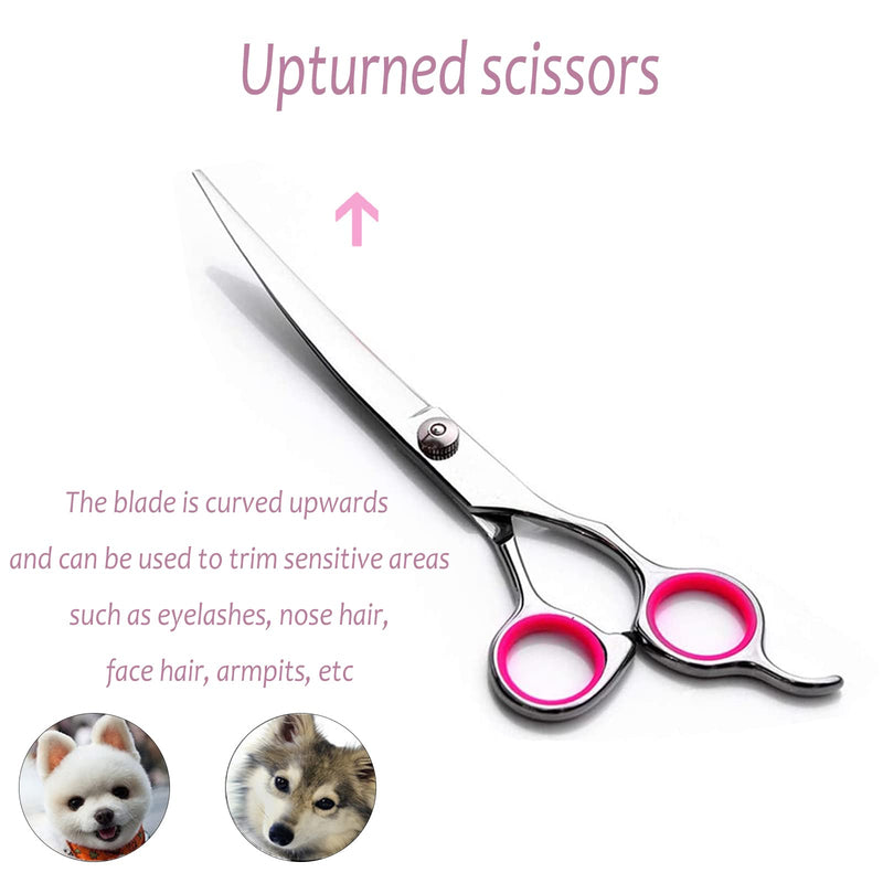6" Pet Grooming Scissors, Curved Dog Trimming Tools, Professional Pet Care Kit for Home Use