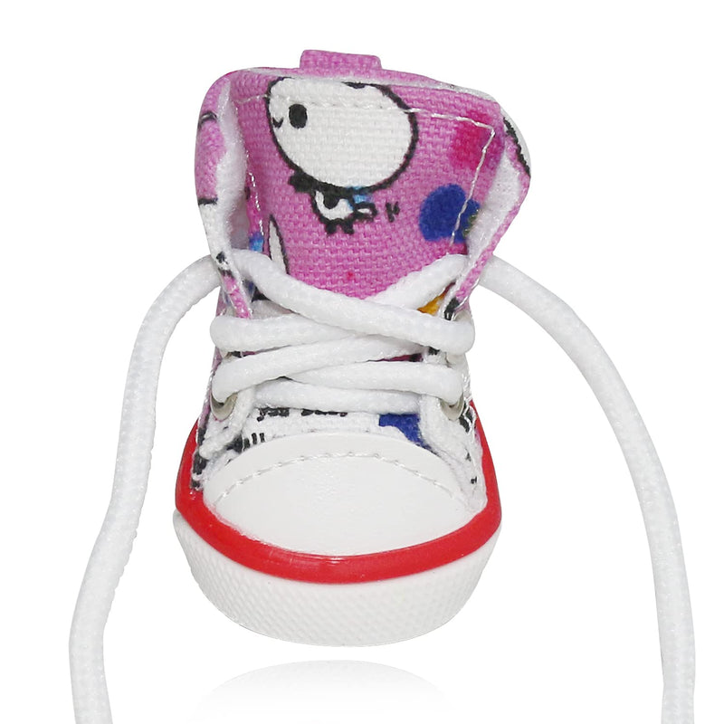 Pet Dog Shoes, BESUNTEK 4Pcs Puppy Canvas Sport Sneaker Boots for Outdoor Walking and Sports, Non-Slip Paw Protective Cover with Graffiti Design for Hot Pavement and Casual(Pink, #2) Pink - PawsPlanet Australia