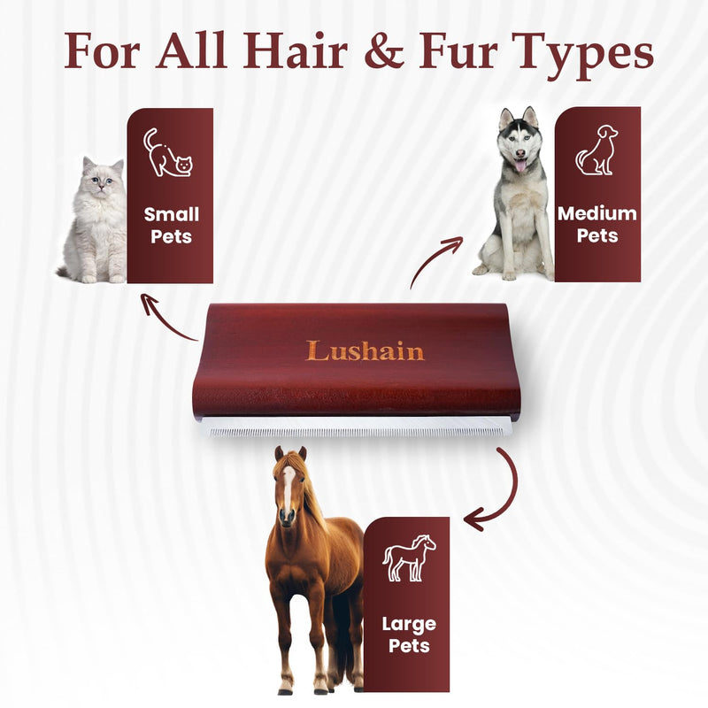 Deshedding Brush for Dogs & Cats | Professional Pet Grooming Tool | Removes Loose Fur, Dirt & Hair | Small, Medium & Large Pets |Ergonomic Wooden Handle| 5 Inches (Brown, 5 inch) Brown - PawsPlanet Australia