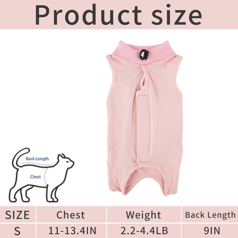 Cat Bodysuit After Surgery, Cat Bodysuit for Cat Surgery, Body Cat After Surgery, Professional Recovery Suit for Cats, Recovery Suit, Anti-Leak E-Collar Alternative for Abdominal Wounds, Skin Diseases (Pink, S) Size S