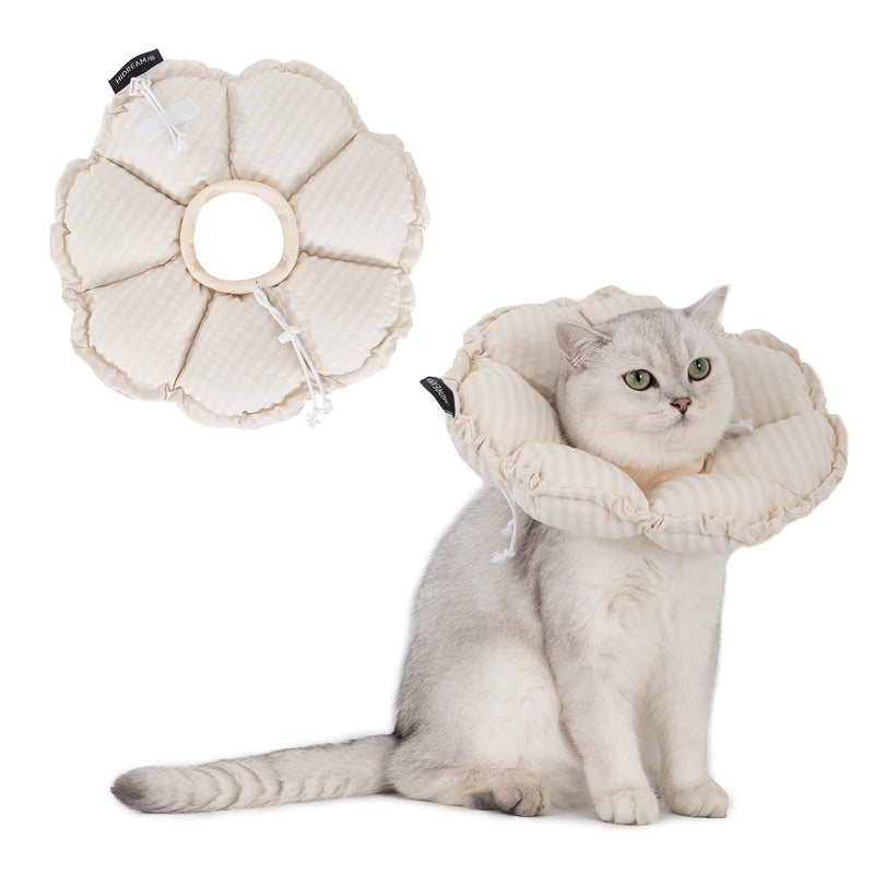 H HIDREAM Soft Cat Cone Collar， Cute Adjustable Cat Recovery Collar，Elizabethan e Collar that can Protect Head and Foot Wounds，Egg White All-Season Style M
