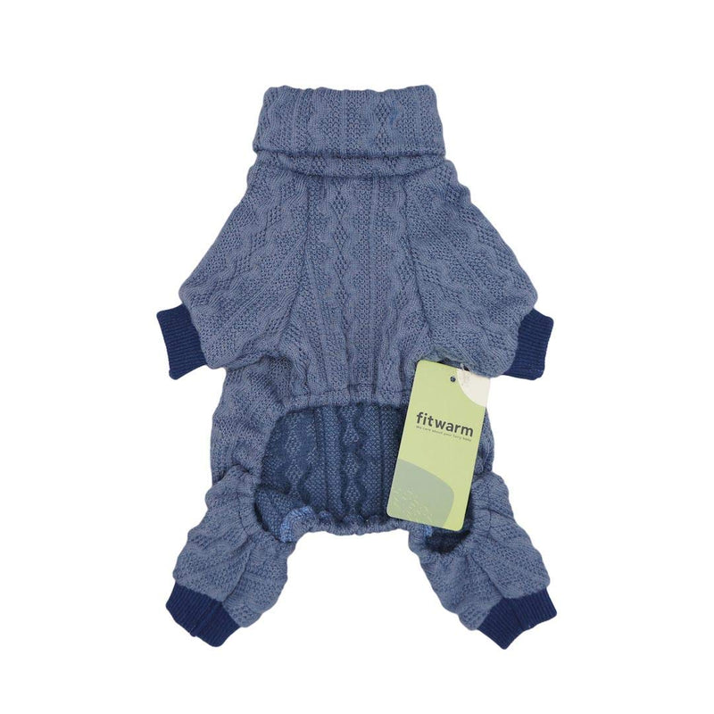 Fitwarm Turtleneck Knitted Dog Sweaters Winter Outfits Pet Coats Cat Clothes Blue Medium - PawsPlanet Australia
