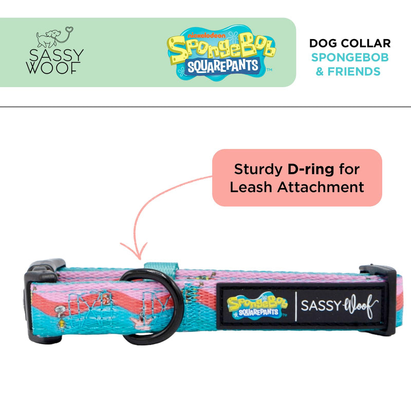 Sassy Woof Dog Collar Spongebob Squarepants™ and Friends - S, Adjustable, Durable, Comfortable and Stylish Pet Accessories for Small Dogs - Officially Licensed