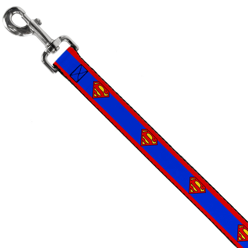 Buckle-Down Dog Leash Superman Shield Stripe Red Blue Available in Different Lengths and Widths for Small Medium Large Dogs and Cats, Multicolor, DL-6FT-WSM039-W, 6 Feet Long - 1.5" Wide - PawsPlanet Australia
