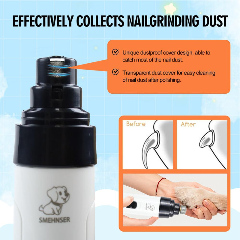 Abnaok Huesom Silent Groom Pro for Dogs, Dog Nail Grinders,Pet Nail Grinder with Led Lights, Rechargeable USB Charging,with Replacement Grinding Heads for Dogs, Cat - PawsPlanet Australia