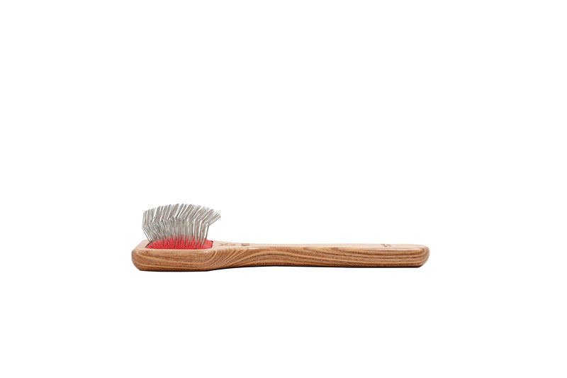 WIDU - Brush for Dogs and Cats, Ideal for Small Pets with Long Hair, Professional Carder in Ash Wood, Handmade in Italy - 16 x 7 cm, with 20 mm Long Teeth and 70° Inclination S