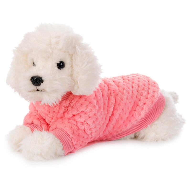 POMIU Dog Sweater, Dog Sweaters for Small Medium Dogs or Cat, Warm Soft Flannel Pet Clothes for Dogs Girl or Boy, Dog Shirt Coat Jacket (Peach+Purple+Rose, Medium) Peach+Purple+Rose - PawsPlanet Australia