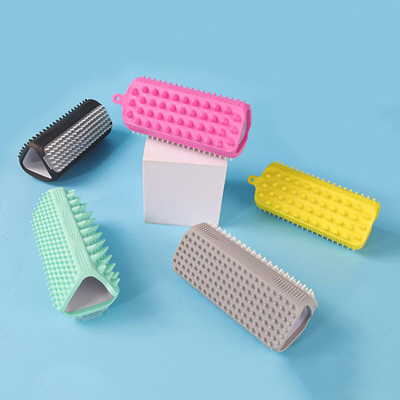 Pet Bath Brush, Suitable for Massage, Grooming, and Hair Removal for Cats and Dogs, Made of Skin Friendly Silicone Material, Deeply Cleanses and is Easy to Wash on Three Sides (rose red) rose red - PawsPlanet Australia