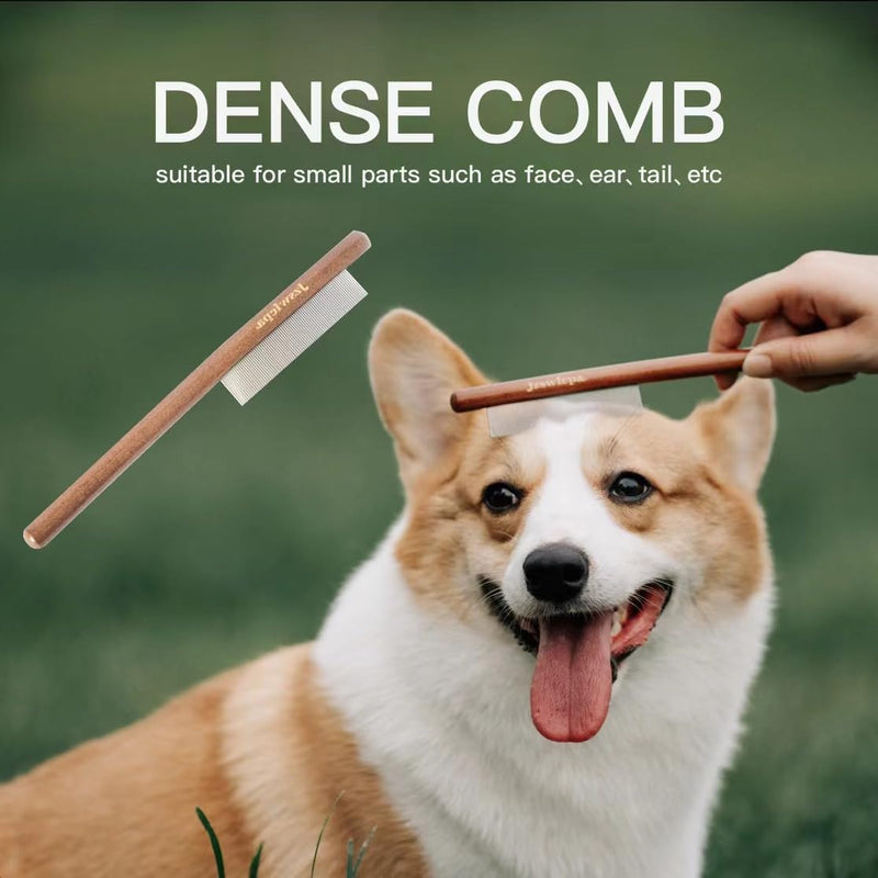 Pet Dematting Rake with 2 Sided Professional Pet Grooming Rake for Dogs and Cats 20-Blades Deshedding Detangle Thinning Undercoat Comb and Face Comb Kit with Wooden Handle - PawsPlanet Australia