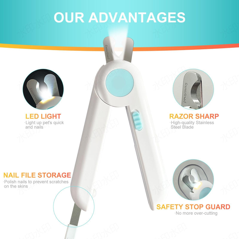 Pet Nail Clippers with Light - Safe Trimming for Cats & Dogs, Illuminates Quick to Prevent Overcutting, Includes Nail File for Thick Nails - PawsPlanet Australia
