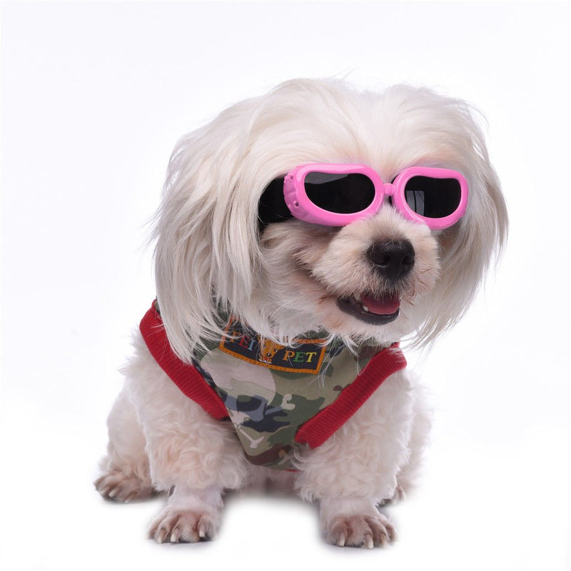 Outdoor Dog Sunglasses Anti-UV Eye Protection Goggles Waterproof Windproof Anti-Fog for Small Pet Puppy Cat (Pink) Pink