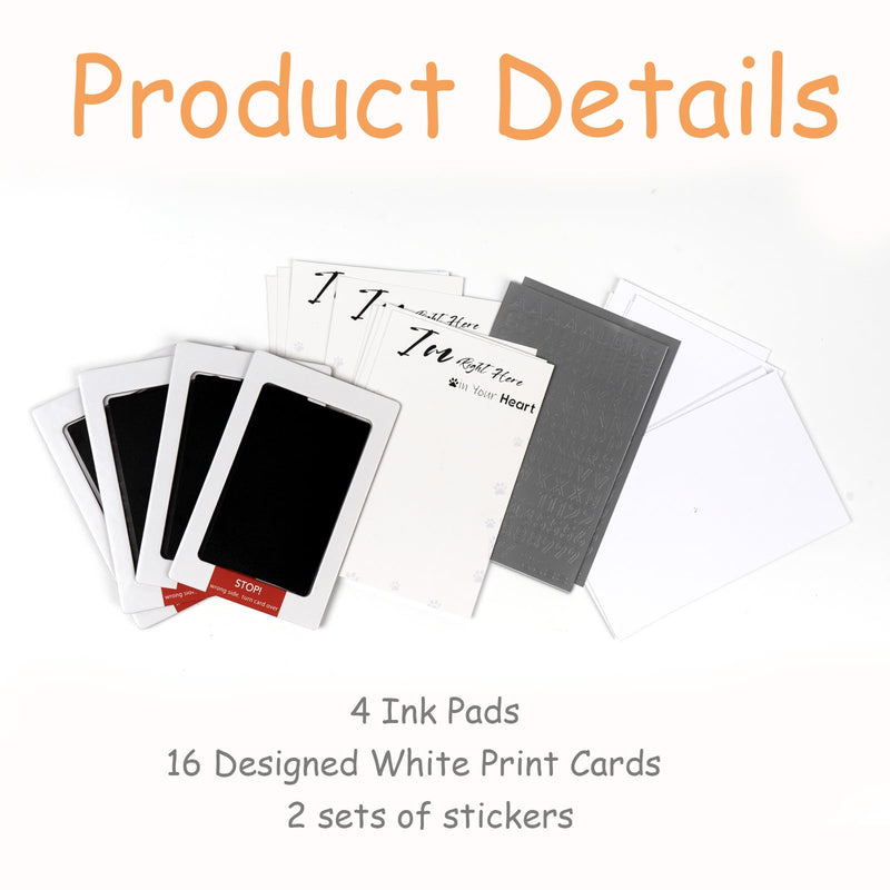 Inkless Paw Print Kit,Dog Paw Print Kit,Dog Nose Print Kit,Clean Touch Ink Pads and Imprint Cards,Pet Paw Print Impression Kit for Dogs Cats Footprint Keepsake Small-Medium 4 Pack Black - PawsPlanet Australia