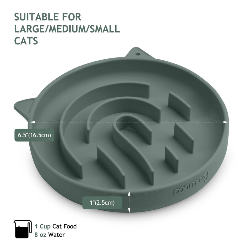 Coomazy Silicone Slow Feeder Dog Cat Bowls, Interactive Puzzle Toy for Pets Food Training, Keeps Dogs Cats Busy, Prevents Puppy Kitty Overeating (Dark Green, Medium: 1.4Cup) Dark Green