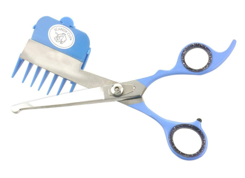 SCAREDY CUT Silent Pet Grooming Kit for Dog, Cat and All Pet Grooming - A Quiet Alternative to Electric Clippers for Sensitive Pets (Right-Handed Pink) (16 Count (Pack of 1)) 16pc Right-Handed Blue