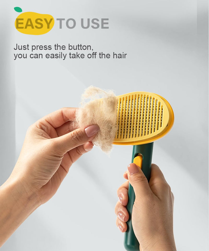 Self-Cleaning Dog & Cat Slicker Brush, Skin Friendly Deshedding Grooming Tool for Long or Short Haired Dogs Cats Rabbits, Dog Shedding Brush with Release Button - Mango Light Mango - PawsPlanet Australia