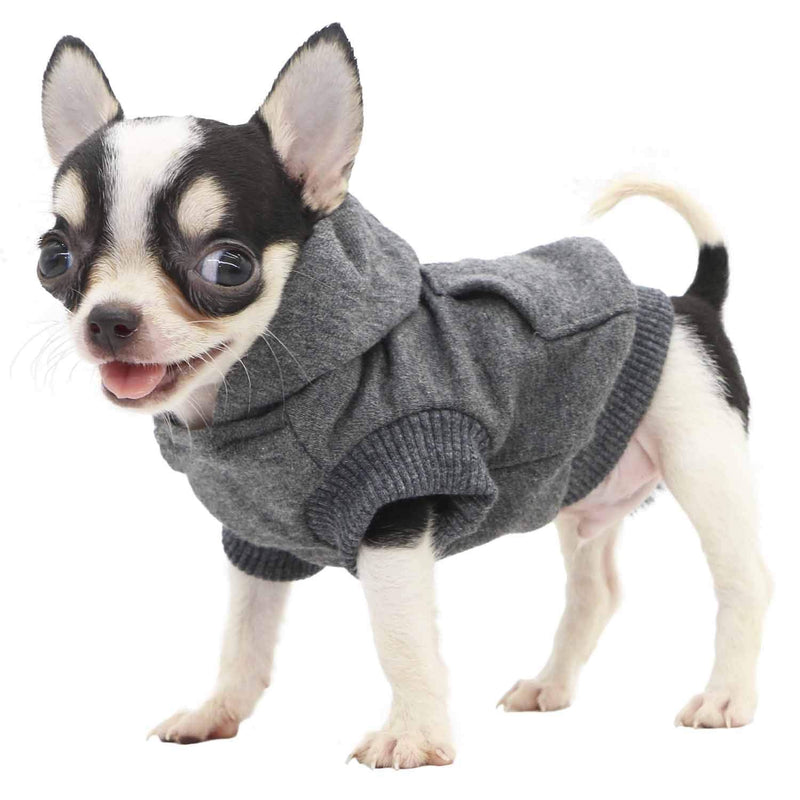 LOPHIPETS Dog Cotton Hoodies SweatShirts for Small Dogs Chihuahua Puppy Clothes Cold Weather Coat-Charcoal/XXS XX-Small for 0.5-1.2 lbs Charcoal