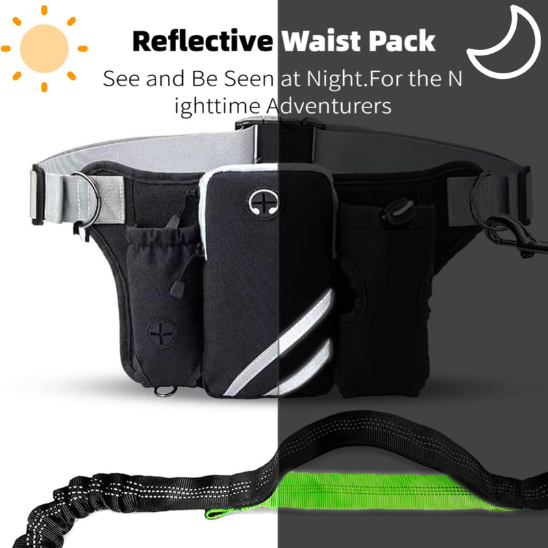 W-UNERVERE Hands Free Dog Leash for Running with Adjustable Waist Belt, Shock Absorbing Bungee & Reflective Stitching for Large Medium Small Dogs on Walks, Jogging, Hiking Training - PawsPlanet Australia