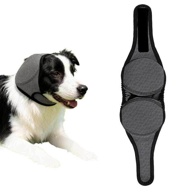 Dog Ear Protectors for Noise Protection, Waterproof Warm Comfortable Dog Ear Defenders, Adjustable Pet Muffs for Dogs Bathing and Swimming, Grooming, Traveling, Noise-Reducing, Gray, M
