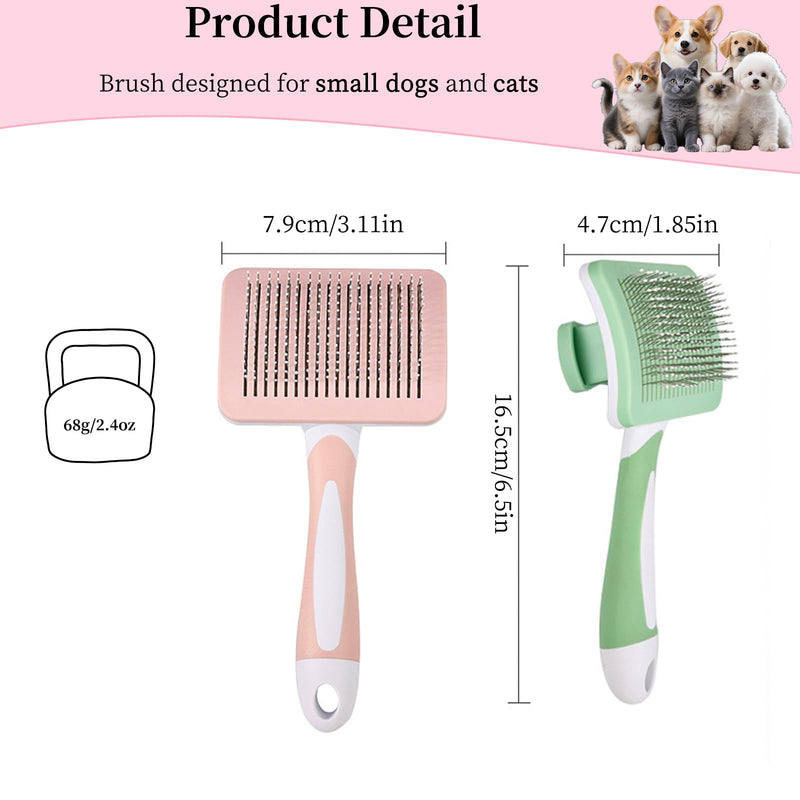 Self Cleaning Slicker Dog Brush for Small Long-Haired Breeds, One-Click Hair Removal, Puppy Essentials, Fit Yorkie, Shih Tzu, Maltese, Maltipoo, Pomeranian, Pet Grooming Tool (Pink) Pink - PawsPlanet Australia