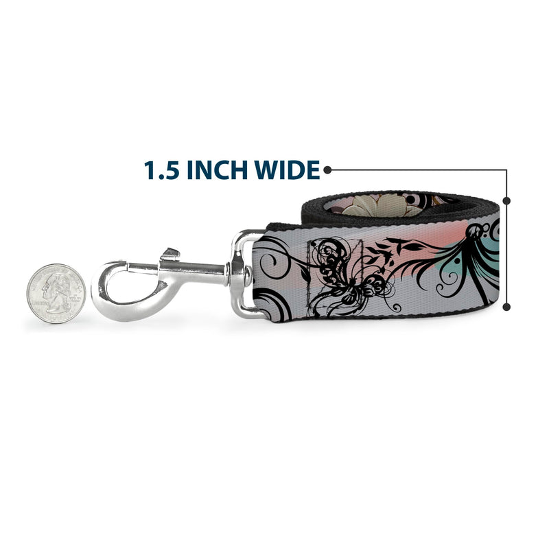 Buckle-Down Pet Leash - Flowers w/Filigree Pink - 6 Feet Long - 1.5" Wide - PawsPlanet Australia