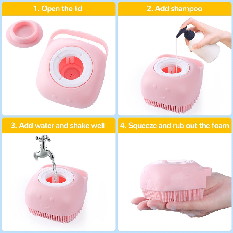 7 Pcs Cat Dog Brush Grooming Kits, Self-Cleaning Slicker Brush, Pet Nail Clipper and File, Flea Comb, Pet Shampoo Bath Brush, Pet Finger Toothbrush, Storage Bag (Pink) Pink - PawsPlanet Australia