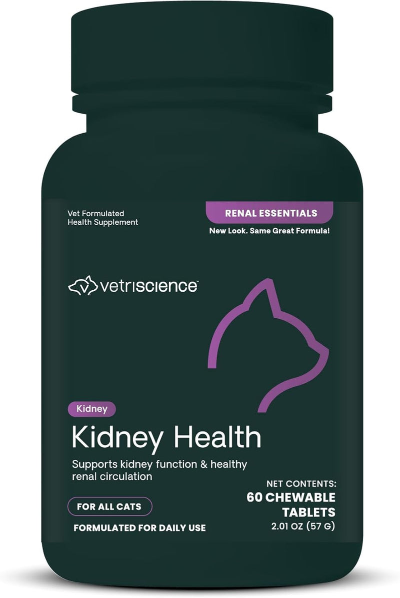 VetriScience Laboratories - Renal Essentials, Kidney Health Support for Cats, 60 Chewable Tablets - PawsPlanet Australia
