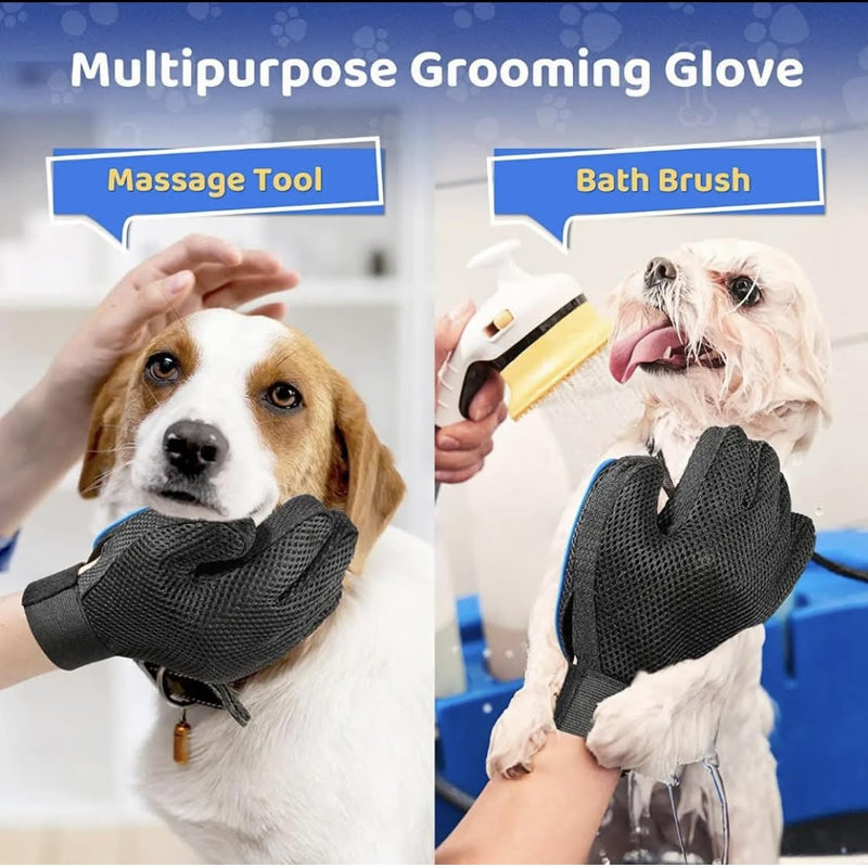 Pet Grooming Glove for Simple Easy Mess-Free Grooming, Grooming Mitt For Dogs, Cats, Rabbits, Horses, Long/Short/Curly/Straight Hair, Pet Hair Gloves For Pet Hair Removal, Easy Clean up - PawsPlanet Australia