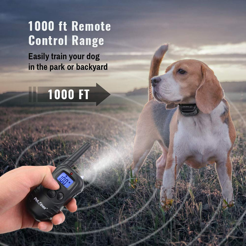 Petrainer PET998DB1 330 Yards Rechargeable and Waterproof Dog Training Collar with Safe Beep, Vibration and Shock Electronic Electric Collar