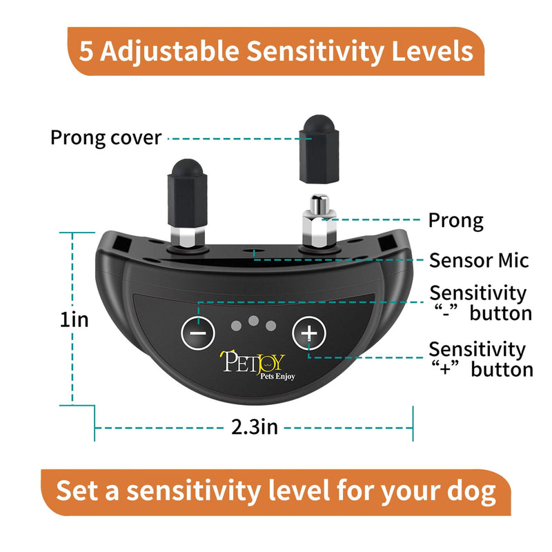 PetJoy Bark Collar for Dogs, Anti Barking Shock Collar, No Bark Collars for Small Medium Large Dogs, with Beep & Shock (from 3rd to 7th Activation) - 2 Pack - PawsPlanet Australia