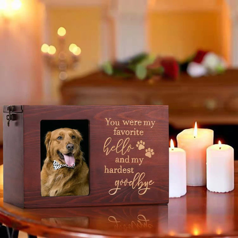 Pet Memorial Urns for Dog or Cat Ashes, Large Wooden Funeral Cremation Urns with Photo Frame, Memorial Keepsake Memory Box with Black Flannel as Lining, Loss Pet Memorial Remembrance Gift Goodbye - PawsPlanet Australia