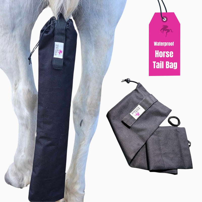 MANE & STABLE Premium Waterproof Horse Tail Bag - Adjustable Protective Slip On Horse Tail Wrap - Quick Release Tail Guard for Braided Or Loose Horse Tails. 31.5 Inches Long. Black - PawsPlanet Australia