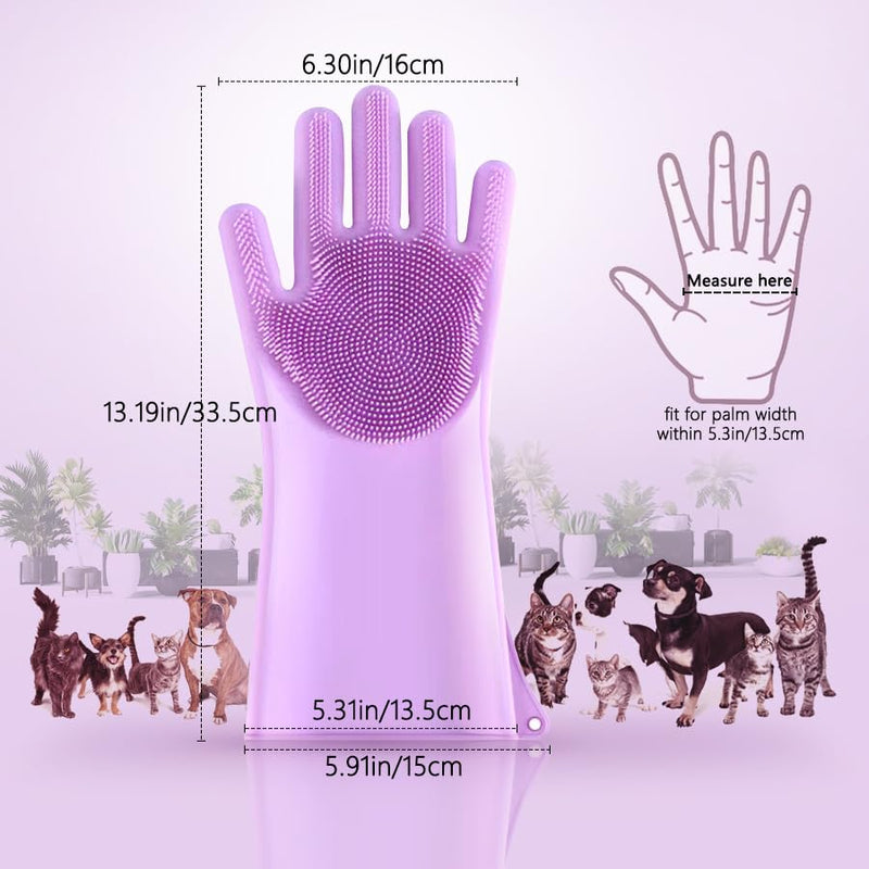 PnzongeMulti use silicone gloves for dogs, showers,pets cats hair removal, anti scratch massage products thickened set of 2 Gray - PawsPlanet Australia