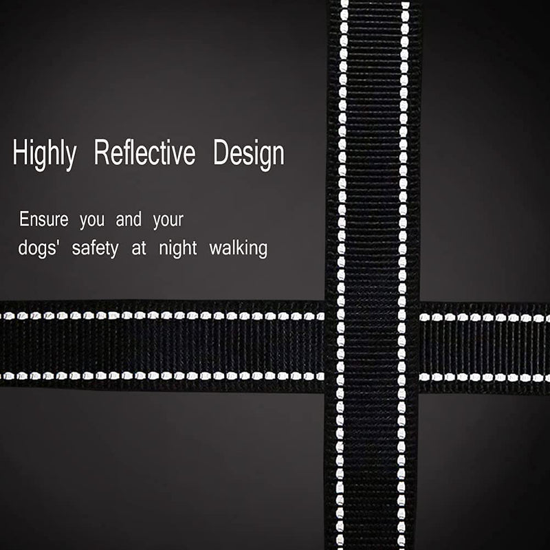 3 Way Dog Leash Detachable Reflective Coupler Tangle Free 3 in 1 Multiple Double Dog Lease with Soft Padded Handle Walking Training Outdoor Black - PawsPlanet Australia