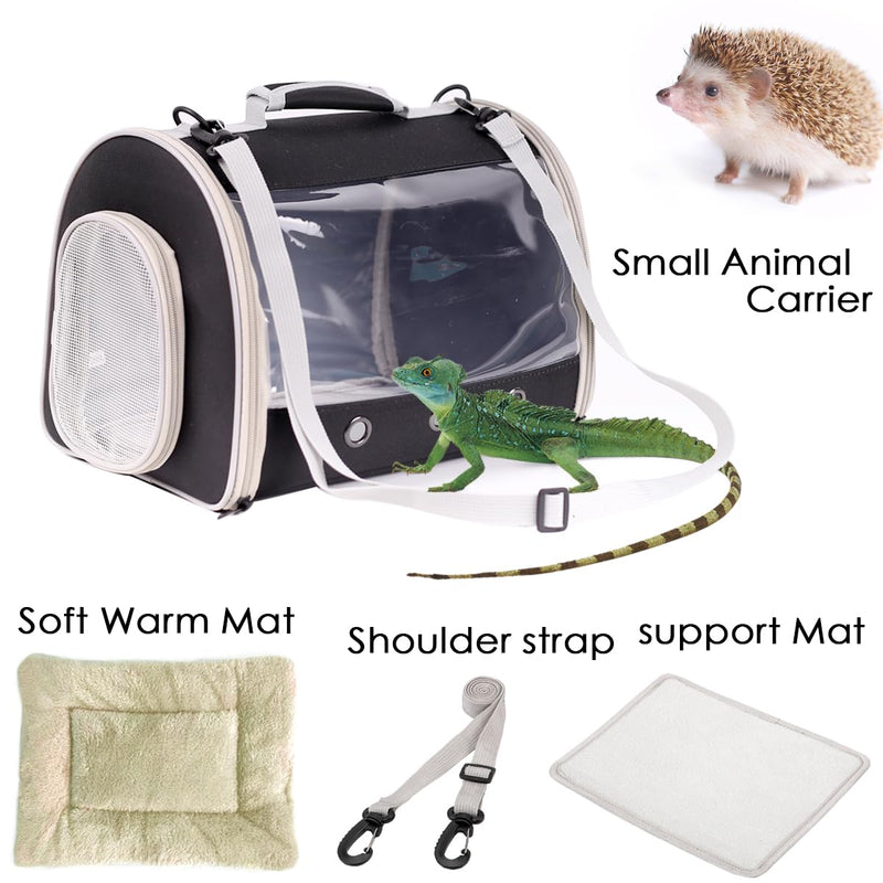Small Animal Travel Backpack Carrier,Portable Bearded Dragon Bag for Sugar Glider,Hedgehog,Rat,Bunny,Rat,Outdoor Used (Black, Carrier L+ I Leash) Black - PawsPlanet Australia