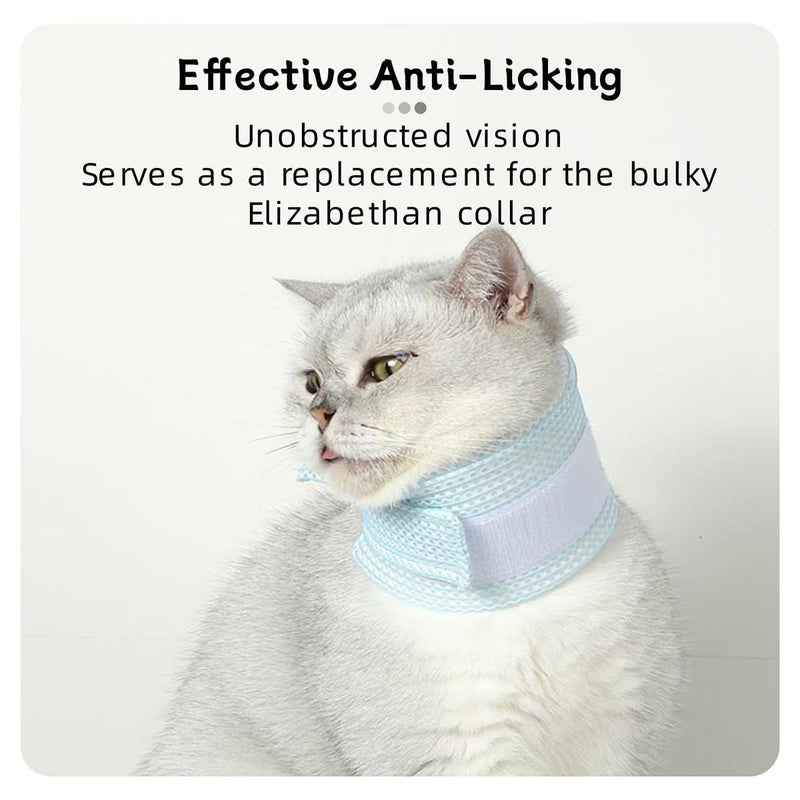 Cat Neck Brace Cover - Breathable Elizabethan Collar for Post-Surgery Recovery Anti-Lick Wound Adjustable Protective Cervical Cone for Small Medium Large Dogs Cats (Neck Girth 9.1-11.8" Depth3.2 M Blue
