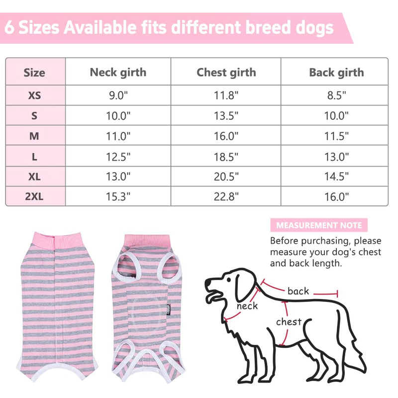Dog Surgery Recovery Suit,Female Male Puppy Shirt,Dog Spay Neuter Onesie,E-Collar Cone Alternative,Abdominal Wound Protector,Prevent Licking Wound(Pink Gray Stripe-l) L pink - PawsPlanet Australia