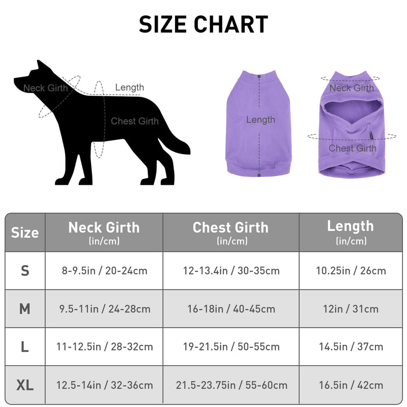 Soft Fleece Dog Sweatshirt - Warm Dog Sweaters for Small Medium Dogs Cats Cold Weather - Cat Sweater Pullover Stretchy Hoodie Easy On - Comfortable Dog Winter Clothes Pet Sweaters Vest for Doggie Purple L - PawsPlanet Australia