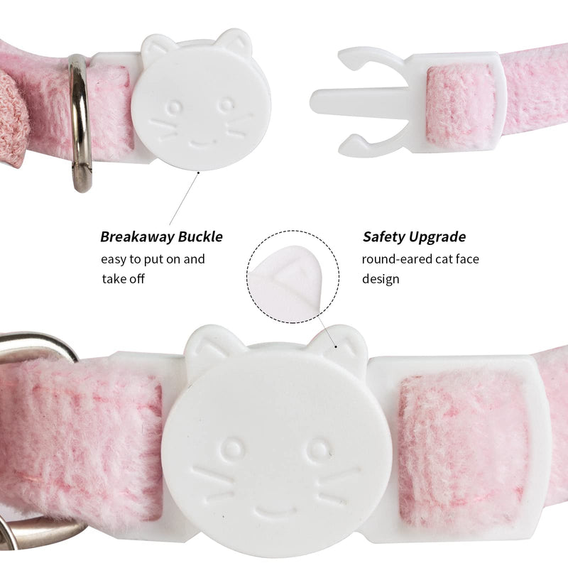 Breakaway Cat Collars with Bells, MUZIEBA Kitten Collar for Girl Boy Adjustable Safety Kitty Collars for Cats Puppy and Small Pets (Pink) Pink - PawsPlanet Australia