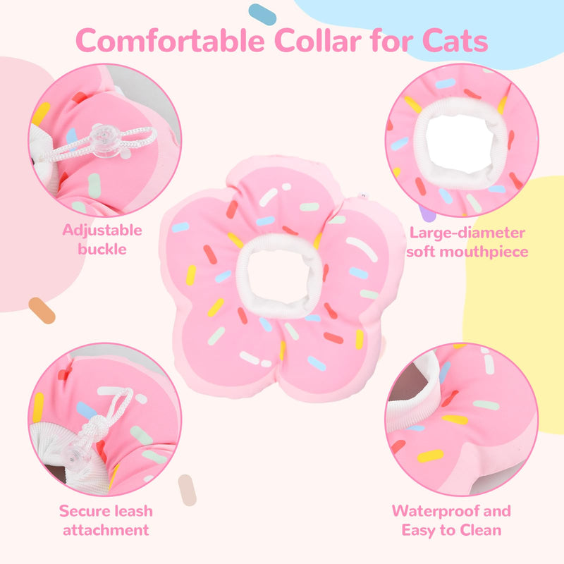 Cat Collar, Soft Adjustable Cat Collar, Waterproof Flowers Protective Collar for Cats After Surgery, Anti-Leak Collar, Comfortable Elizabethan Collar for Kittens