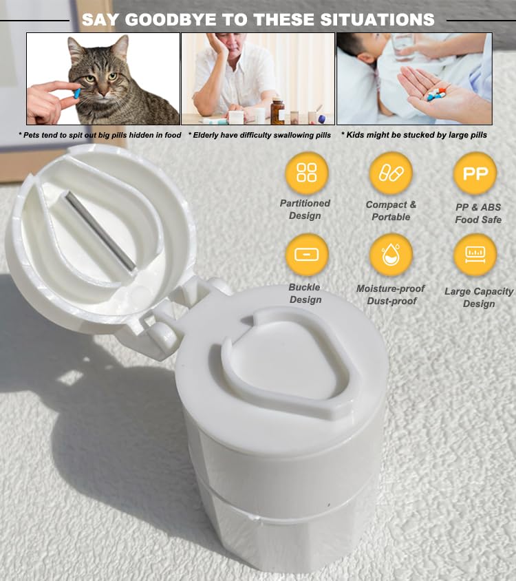 Cat Pill Shooter 5-in-1 Kit, Pet Pill Cutter and Crusher for Cats and Dogs, Dog Tablet Soft Tip Syringe and Medical Feeding Liquid Dispenser Tool with Plastic Measuring Cup 100ml - PawsPlanet Australia