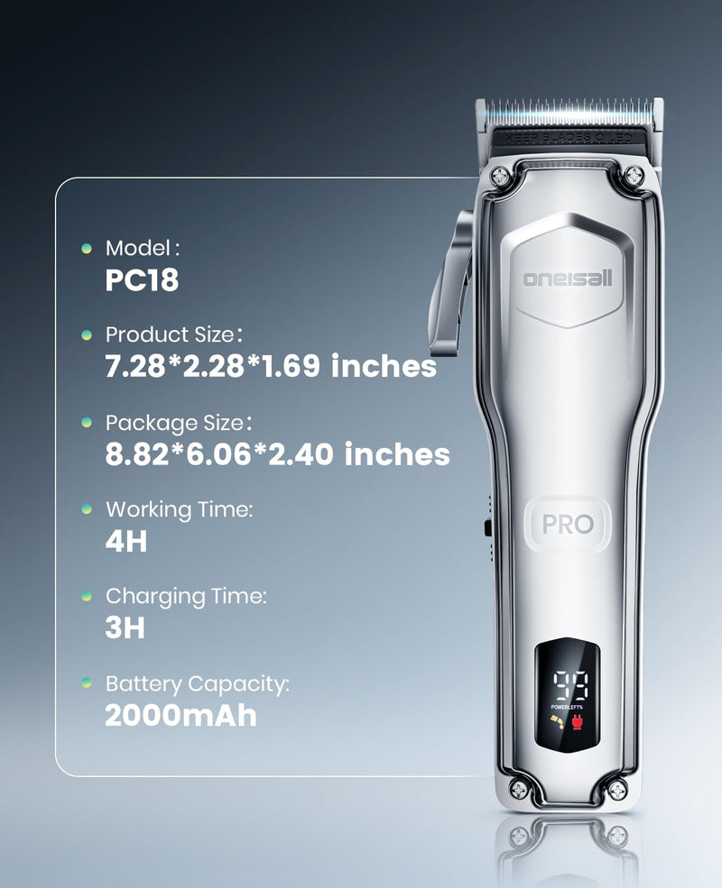 oneisall Dog Clippers for Grooming Thick Hair,Low Noise Dogs Grooming Kit with Detachable Stainless Steel Blade,Dog Shaver for Thick/Matted/Knotted/Fine/Wave/Curly Hair,PC18 - PawsPlanet Australia