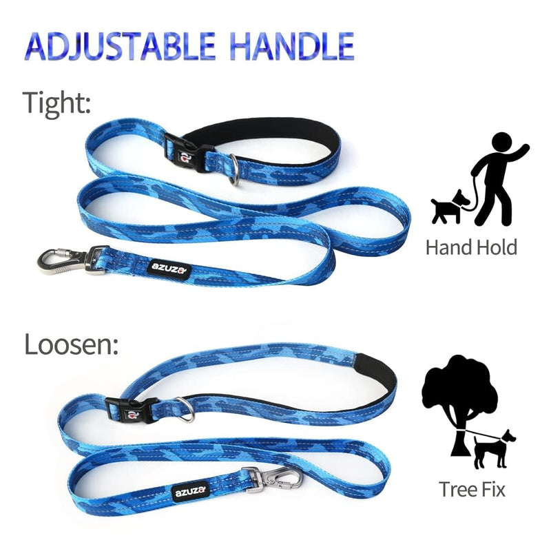 azuza Reflective Dog Collar and Leash Set with Airtag Holder, Blue Camo Padded Collar with Matching Clip Handle Leash for Small Dogs S (Neck: 11"-16") 1#Blue(Upgraded version) - PawsPlanet Australia