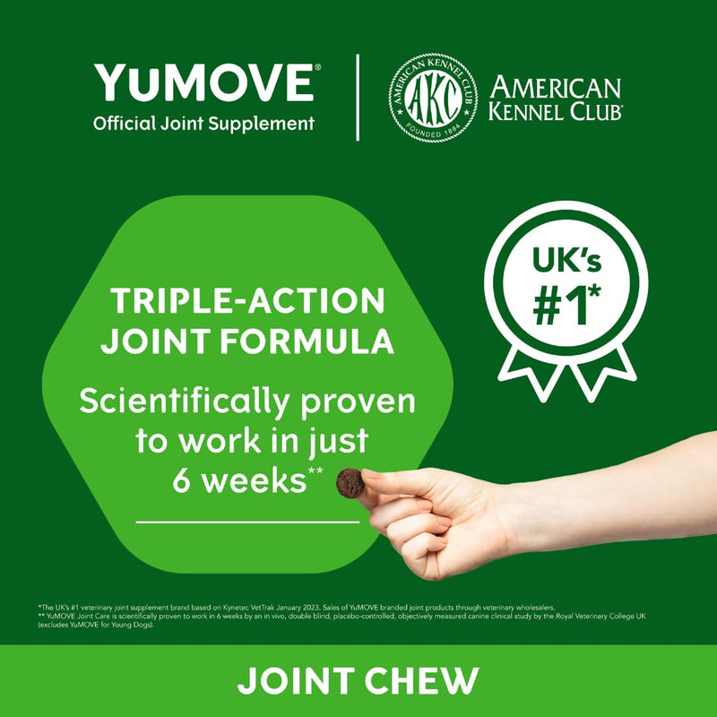 YuMOVE Daily Chews | Hip and Joint Supplement for Small & Medium Dogs with Glucosamine, Hyaluronic Acid, Green Lipped Mussel | 60 Chews - 1 Month's Supply