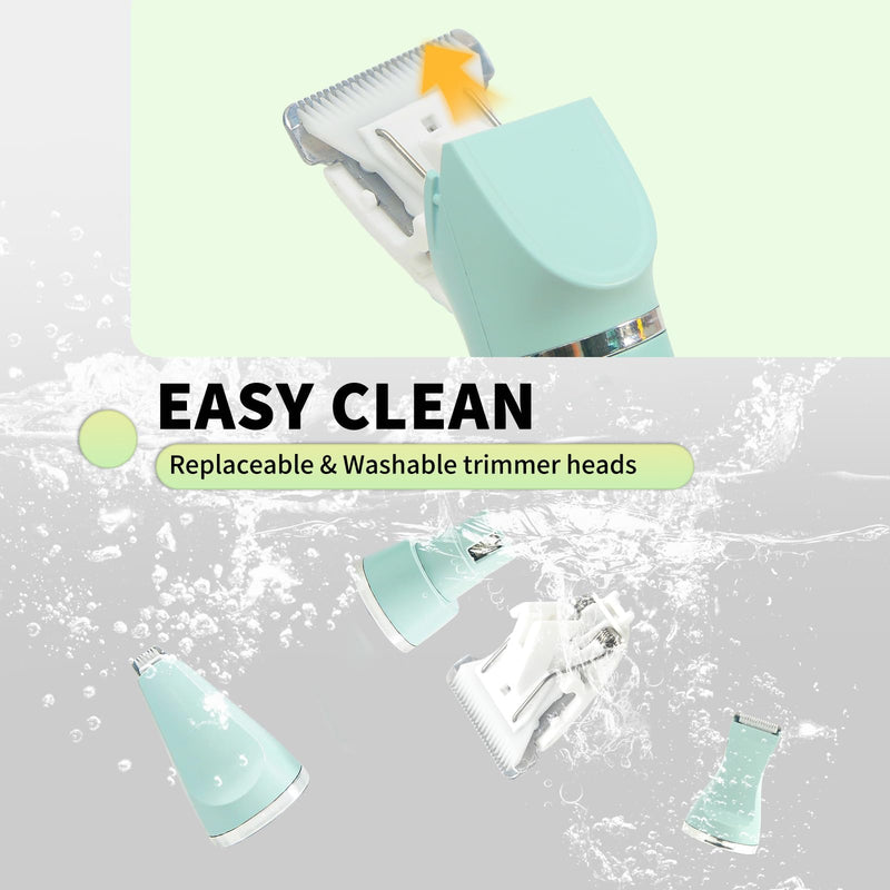 Dogs Hair Clippers Grooming Kit with Nail Grinder,4-in-1 Dog & Cat Grooming Kit - & 4 Guide Combs, Low Noise Dog Clippers for Grooming Small Medium Pets，Pet Face Shaver for Paw,Nail,Body,Ear (Green) green - PawsPlanet Australia