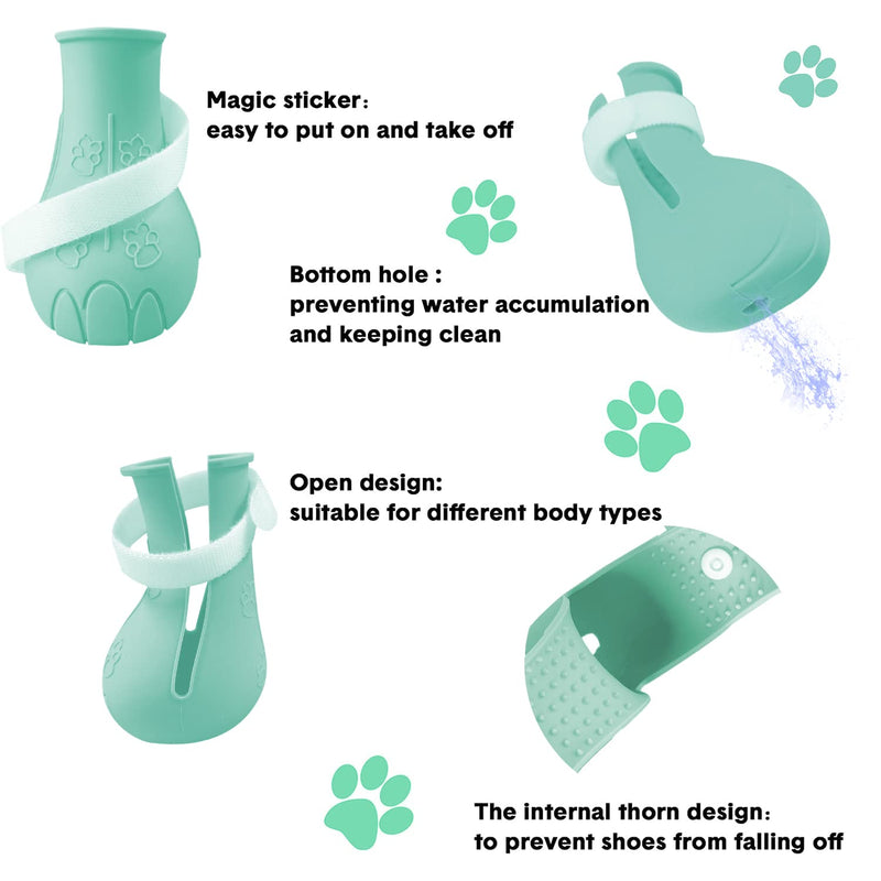 Cat Claw Covers Cat Boots for Cats Only, Cat Anti-Scratch Shoes Adjustable Prickly Anti-Off Shoes, Soft Silicone Cat Paw Protector Boots for Cat Grooming Bathing Shaving to Prevent Scratching (Green) Green-1 - PawsPlanet Australia