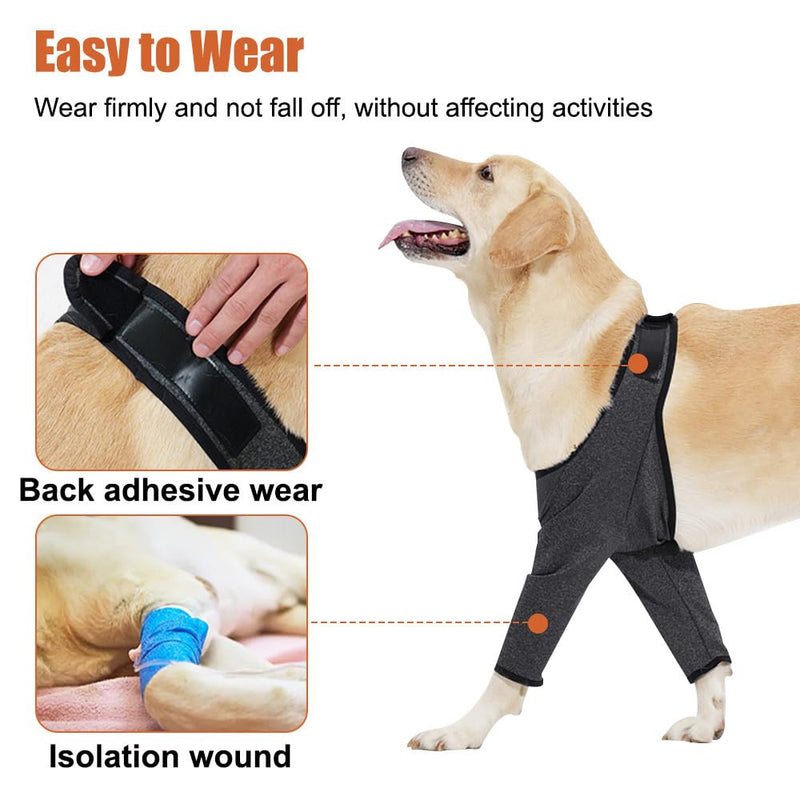 DONGKER Dog Elbow Protector, Breathable Dog Front Leg Surgery Recovery Sleeves With Magic Stickers for Pet Front Leg Injury Recover Sprains XXXL