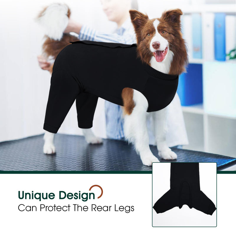Kuoser Dog Surgery Suit Female Spay Male Neuter, Dog Leg Sleeve to Stop Licking Soft Dog Onesie for Abdominal Wound, Dog Recovery Suit Rear Leg Sleeves Pet Elbow Brace Protector, Black M Medium (Back Length: 34CM / 13.38") - PawsPlanet Australia