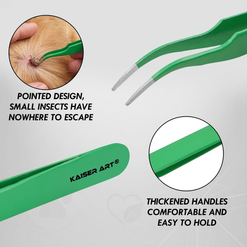 Tick Remover Tool for Dogs, Cats & Humans | Deer Tick Remover Kit | Stainless Steel Tick Removal Tool with Fine Tip Tweezers | Removes Entire Tick Head & Body